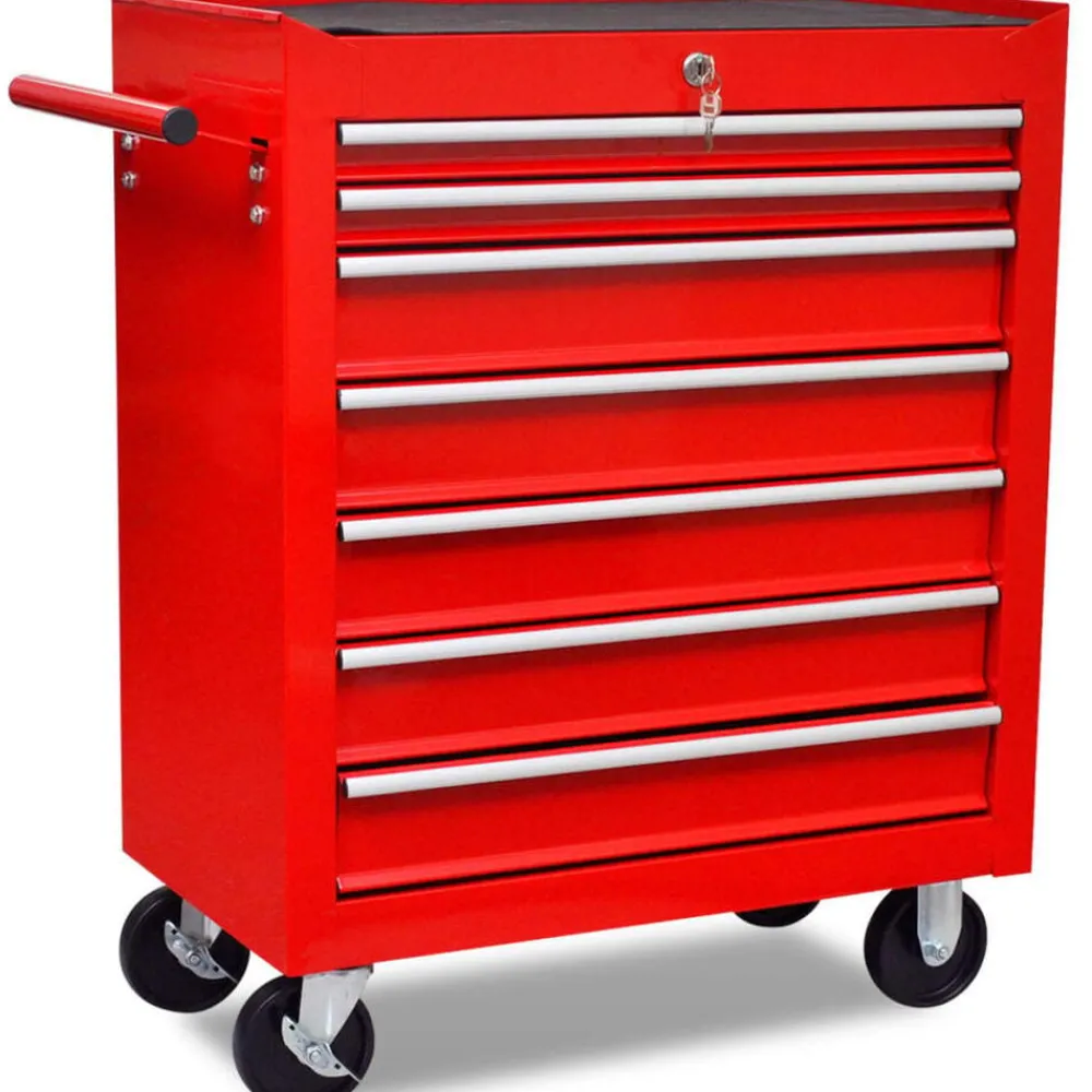 vidaXL Herramientas-Carrito caja de herramientas 7 cajones