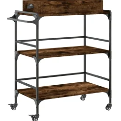 vidaXL Carrito cocina madera ingeniería 81,5x41x92,5 cm Roble ahumado Clearance