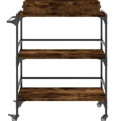 vidaXL Carrito cocina madera ingeniería 81,5x41x92,5 cm Roble ahumado Clearance