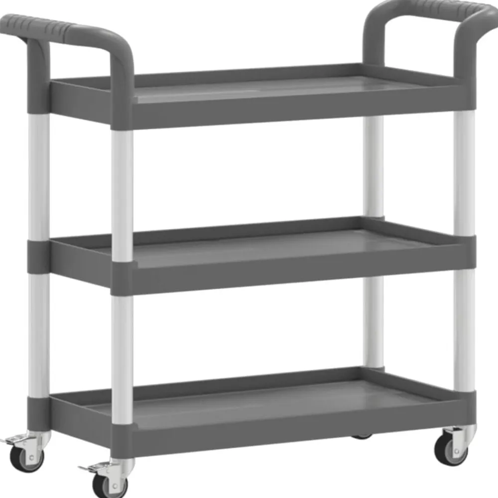 vidaXL Carrito de 3 niveles aluminio 77x34x72 cm Gris Best