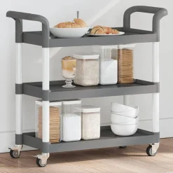 vidaXL Carrito de 3 niveles aluminio 77x34x72 cm Gris Best