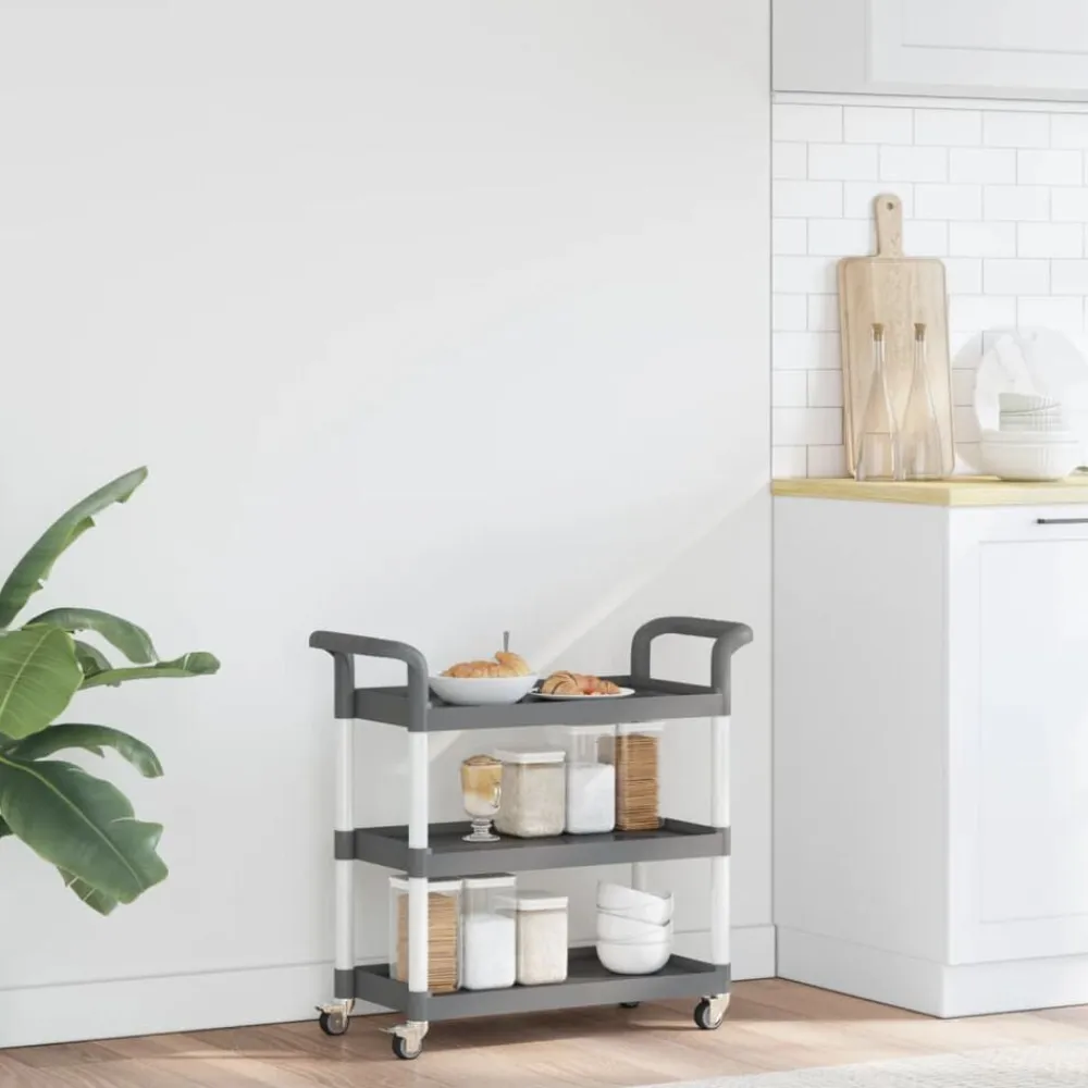 vidaXL Carrito de 3 niveles aluminio 77x34x72 cm Gris Best