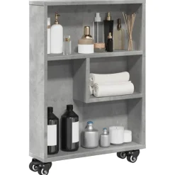 vidaXL Estanterías-Carrito de almacenaje estrecho madera gris hormigón 48x13x68 cm