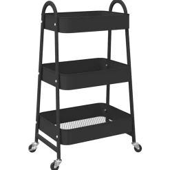 vidaXL Carrito de almacenaje 3 niveles acero 42x41,5x77 cm Negro Best