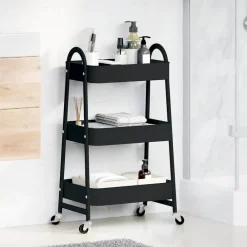vidaXL Carrito de almacenaje 3 niveles acero 42x41,5x77 cm Negro Best