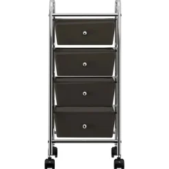 vidaXL Carrito de almacenaje portátil 4 cajones plástico Negro Online