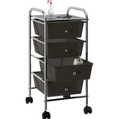 vidaXL Carrito de almacenaje portátil 4 cajones plástico Negro Online