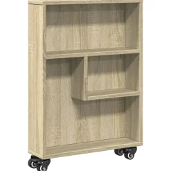 vidaXL Carrito de almacenaje estrecho 48x13x68 cm madera de ingeniería Roble Sonoma Best