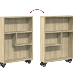 vidaXL Carrito de almacenaje estrecho 48x13x68 cm madera de ingeniería Roble Sonoma Best