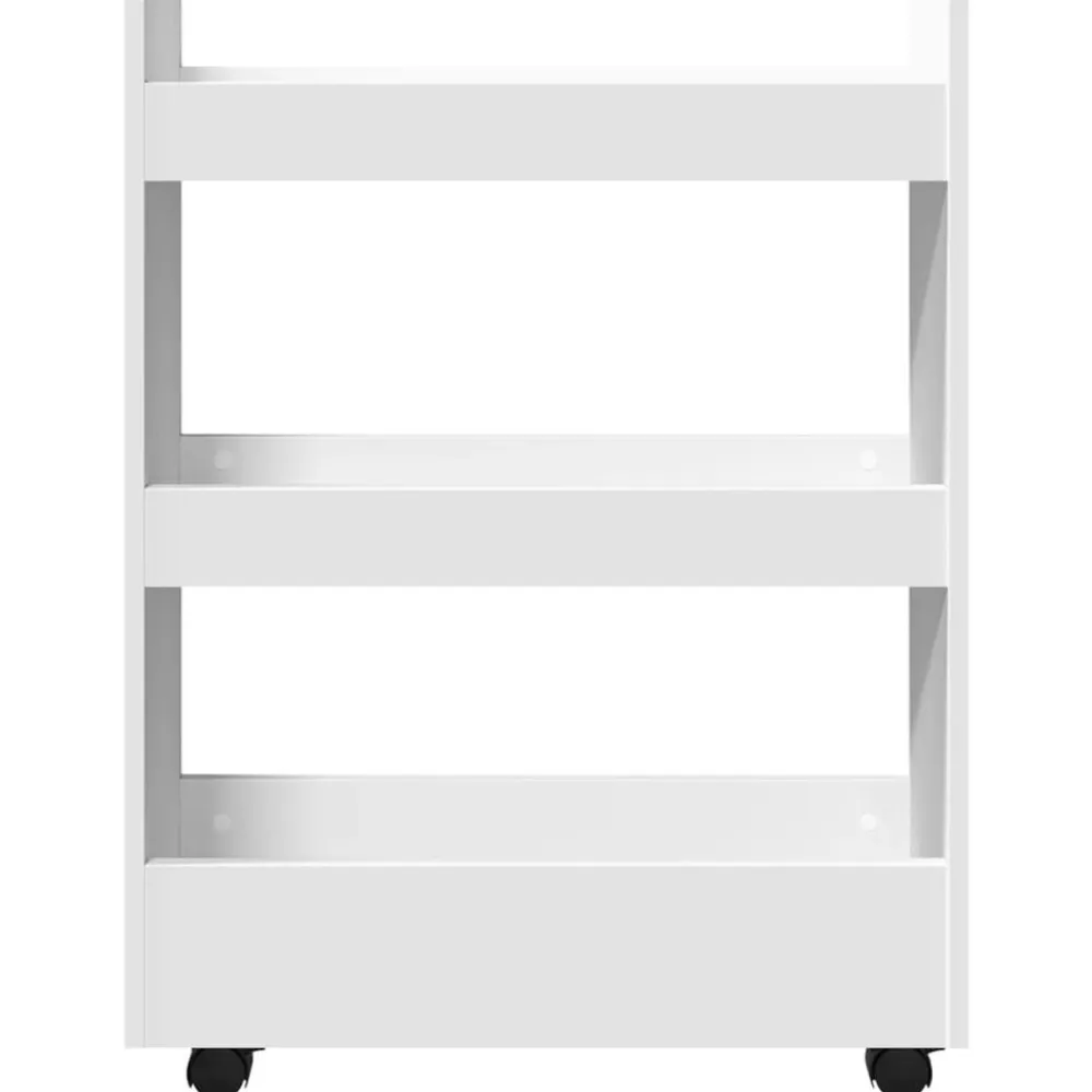 vidaXL Carrito de almacenaje estrecho de 3 niveles de madera de ingeniería blanca Blanco Outlet