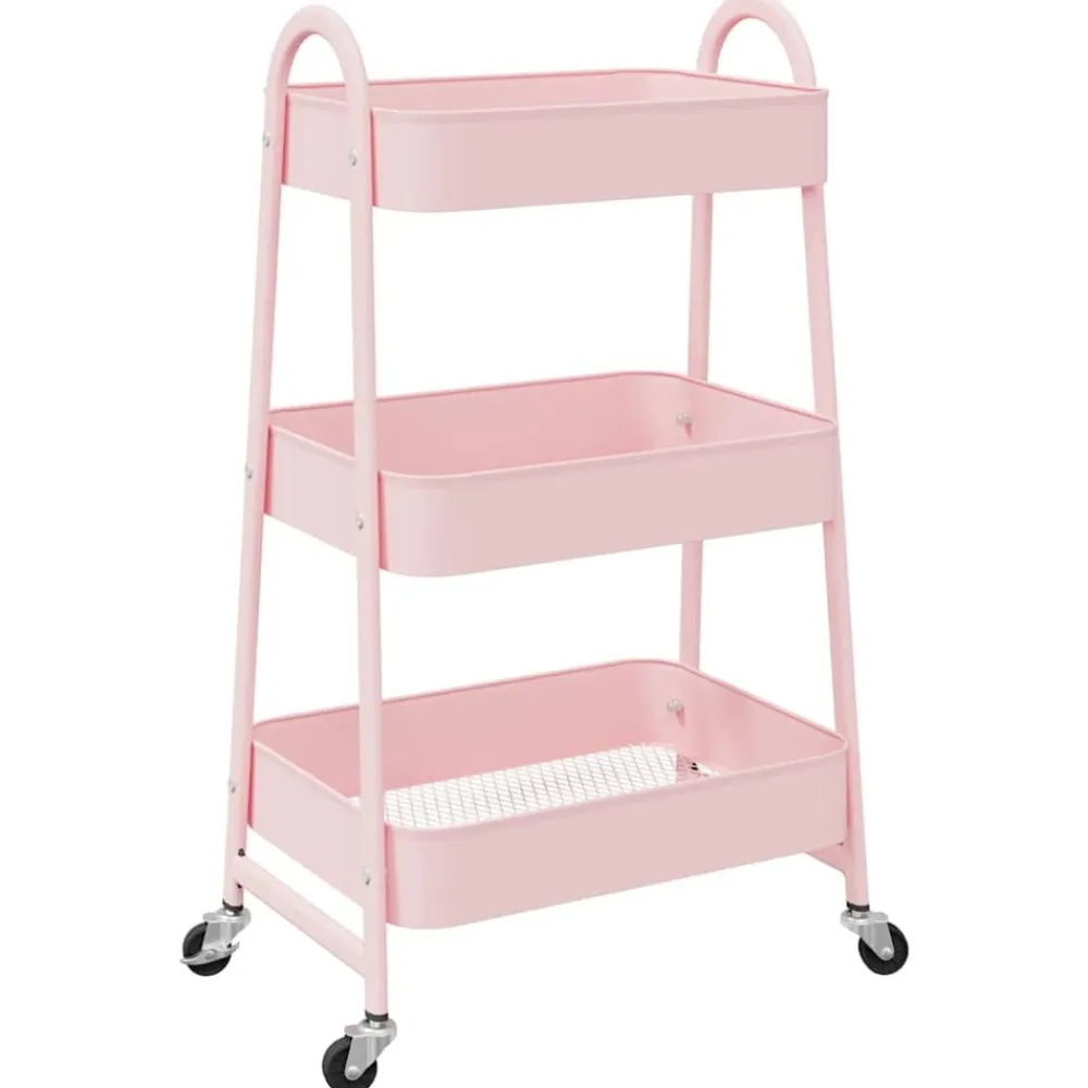 vidaXL Carrito de almacenaje 3 niveles 42x41,5x77 cm acero Rosa