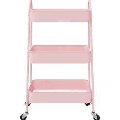 vidaXL Carrito de almacenaje 3 niveles 42x41,5x77 cm acero Rosa