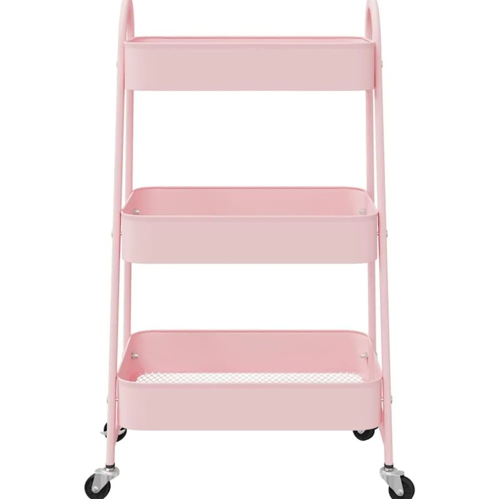 vidaXL Carrito de almacenaje 3 niveles 42x41,5x77 cm acero Rosa