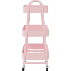 vidaXL Carrito de almacenaje 3 niveles 42x41,5x77 cm acero Rosa