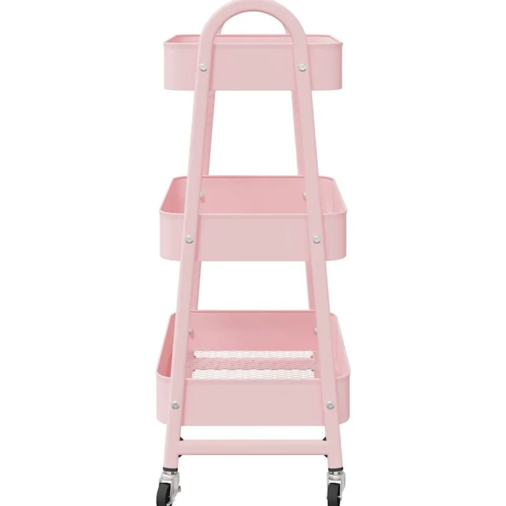 vidaXL Carrito de almacenaje 3 niveles 42x41,5x77 cm acero Rosa