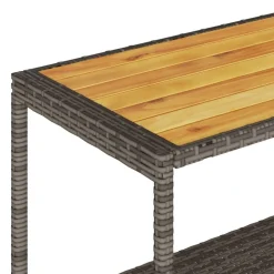 vidaXL Carros E Islas-Carrito de bar 3 niveles ratán PE y madera maciza acacia gris