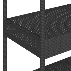 vidaXL Carros E Islas-Carrito de bar 3 niveles ratán PE y madera maciza acacia negro