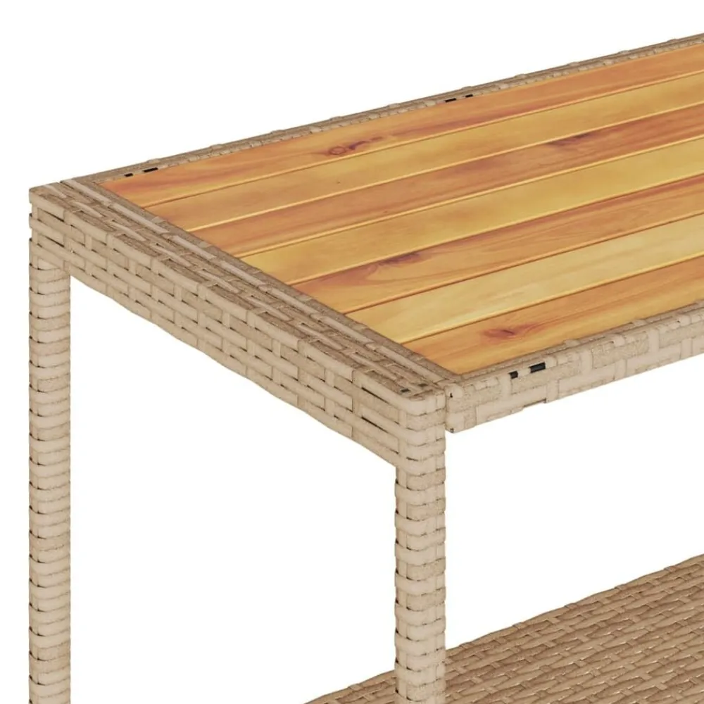vidaXL Carrito de bar 3 niveles ratán PE y madera maciza acacia beige Beige y marrón Best