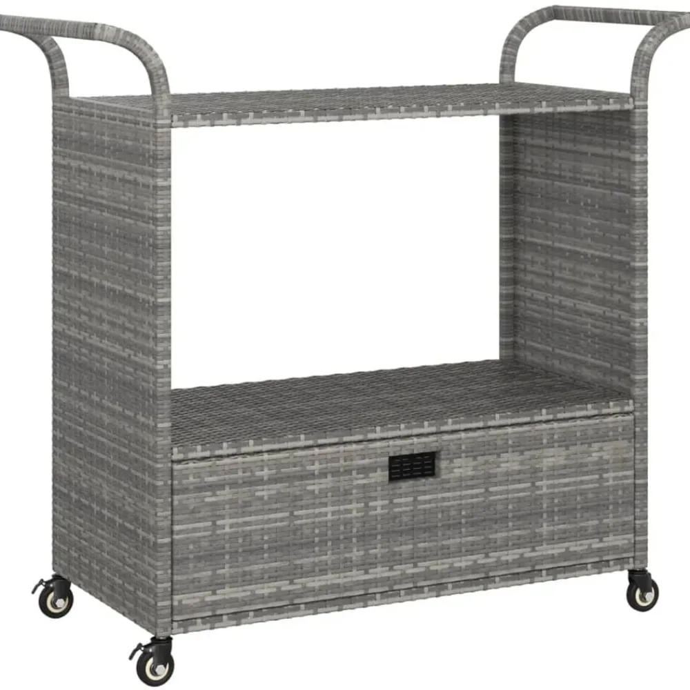 vidaXL Carrito de bar con cajón ratán sintético 100x45x97 cm Gris Online