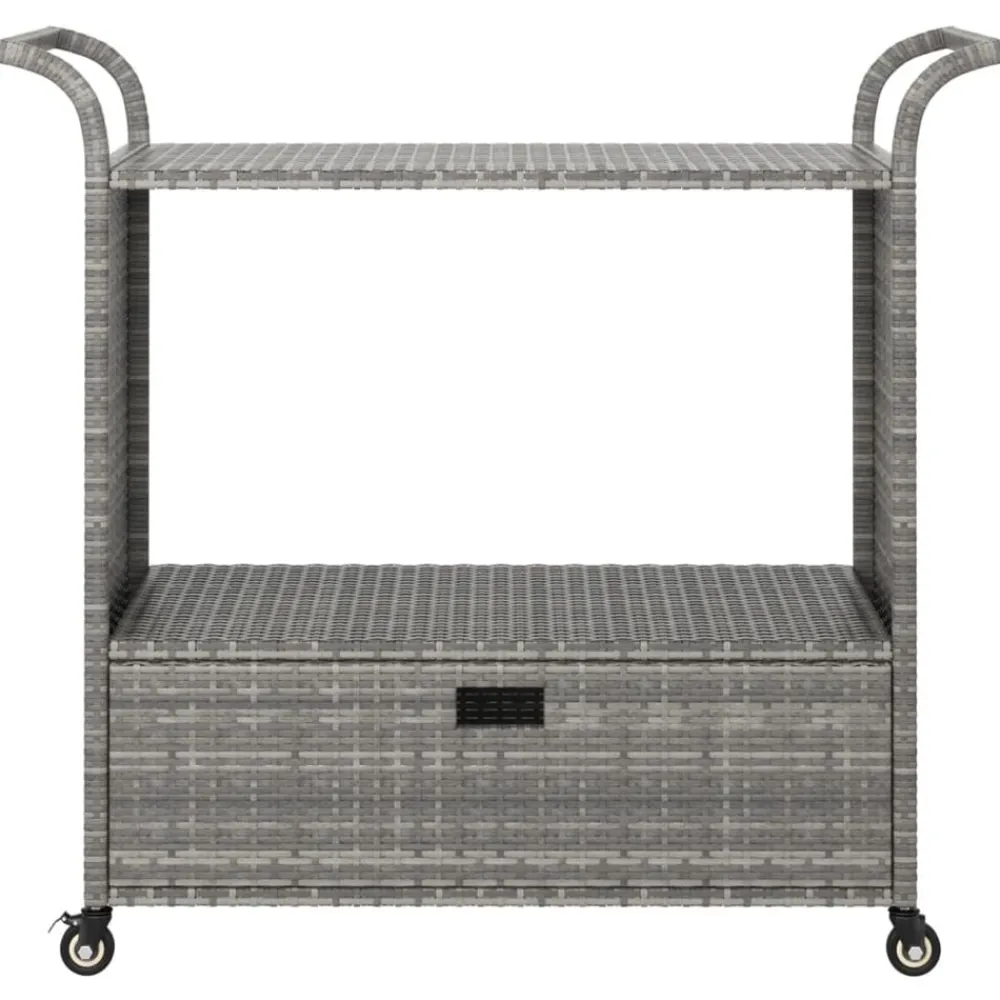 vidaXL Carrito de bar con cajón ratán sintético 100x45x97 cm Gris Online