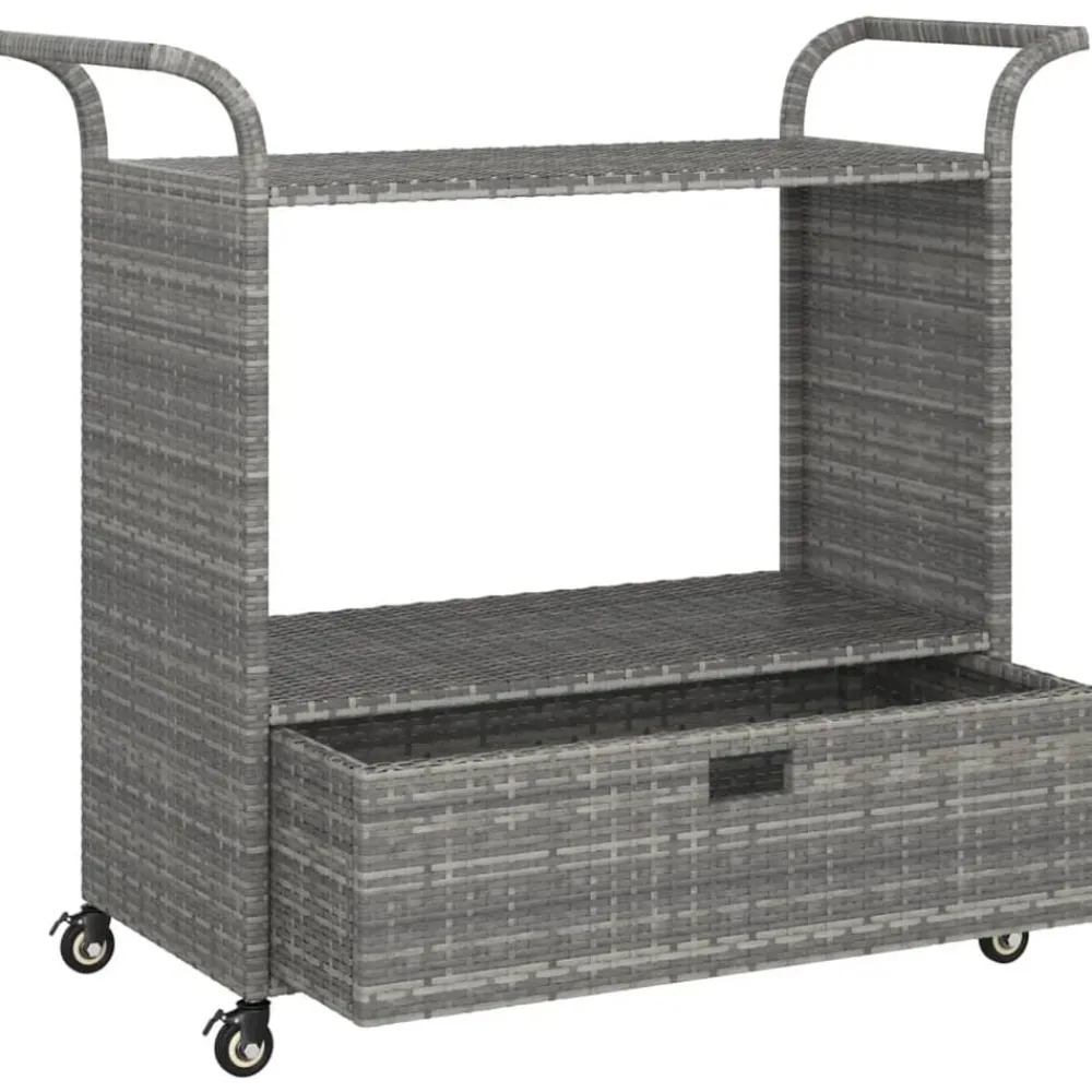 vidaXL Carrito de bar con cajón ratán sintético 100x45x97 cm Gris Online