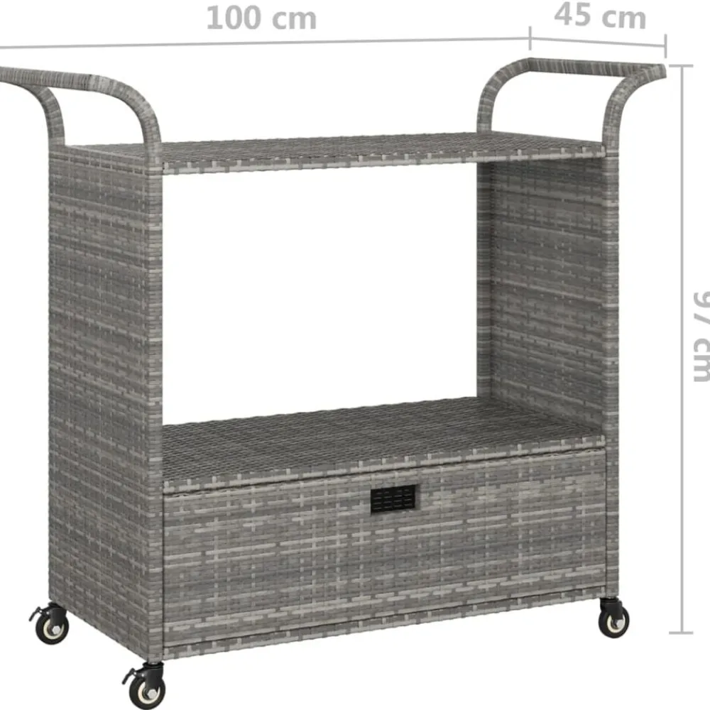 vidaXL Carrito de bar con cajón ratán sintético 100x45x97 cm Gris Online