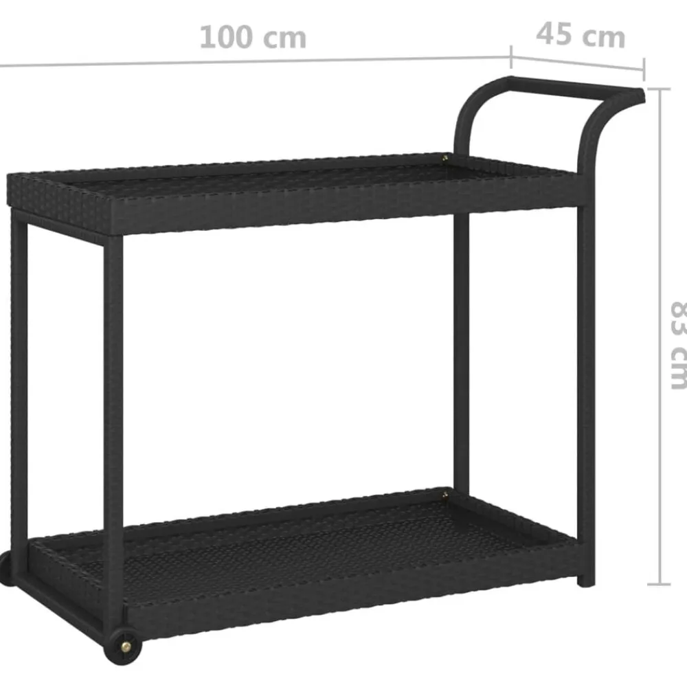 vidaXL Carros E Islas-Carrito de bar ratán sintético 100x45x83 cm