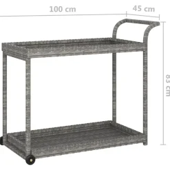 vidaXL Carros E Islas-Carrito de bar ratán sintético 100x45x83 cm