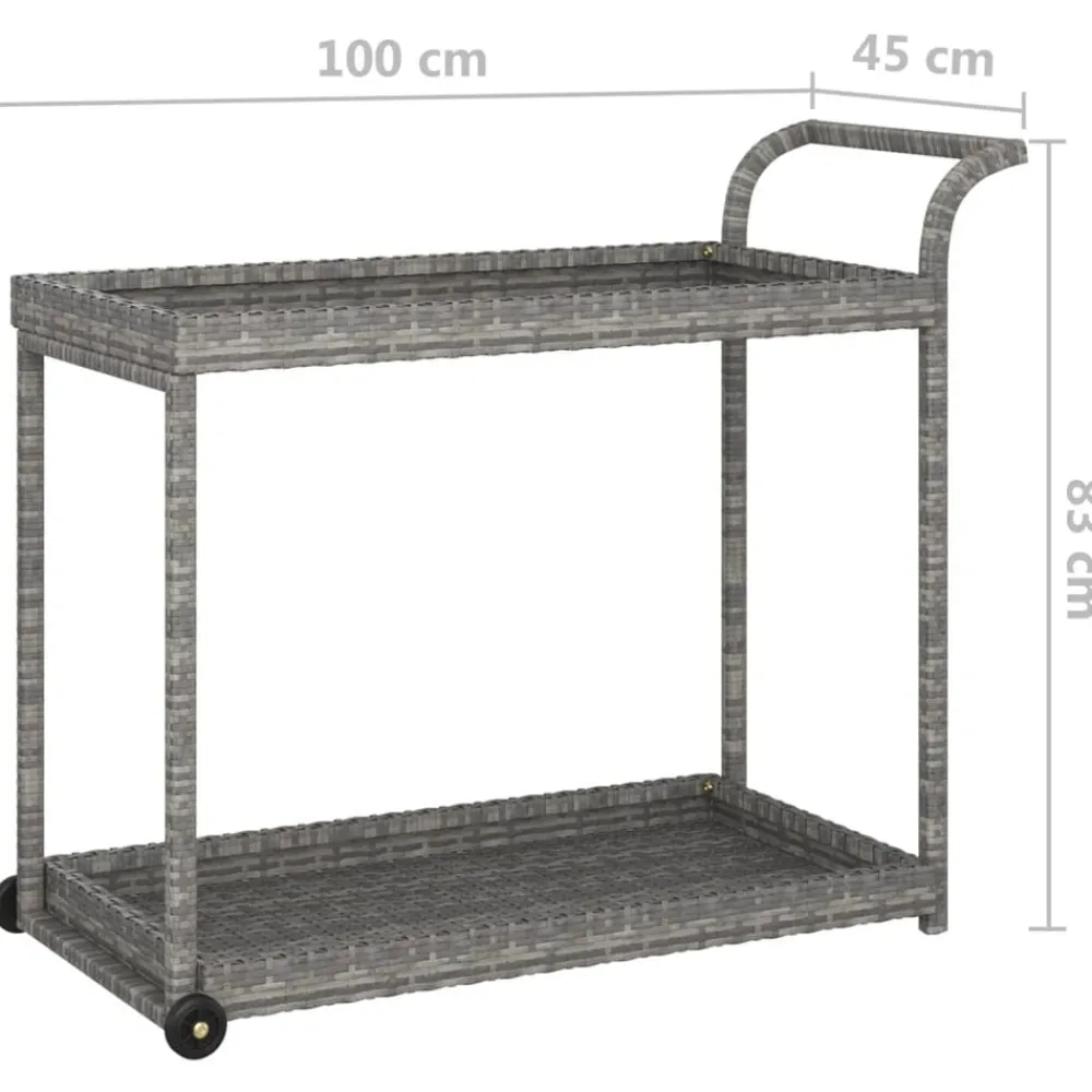 vidaXL Carros E Islas-Carrito de bar ratán sintético 100x45x83 cm