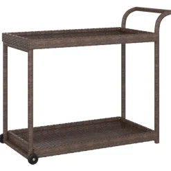 vidaXL Carros E Islas-Carrito de bar ratán sintético marrón 100x45x83 cm