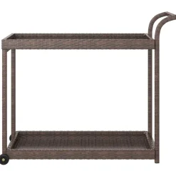vidaXL Carros E Islas-Carrito de bar ratán sintético marrón 100x45x83 cm