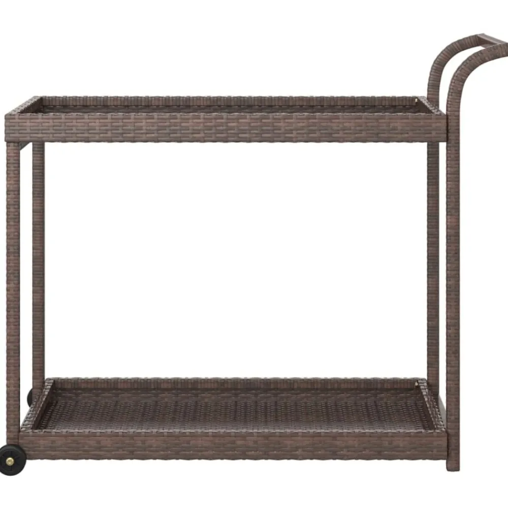 vidaXL Carros E Islas-Carrito de bar ratán sintético marrón 100x45x83 cm