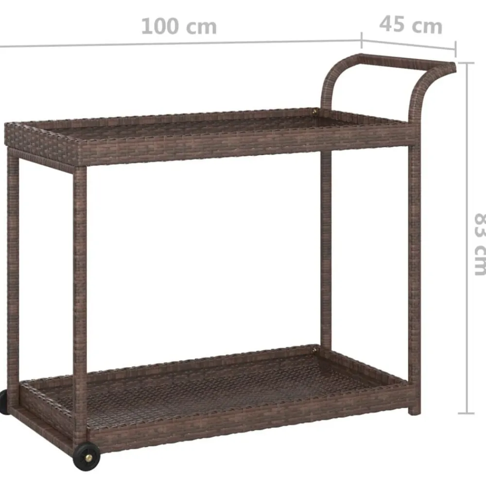 vidaXL Carros E Islas-Carrito de bar ratán sintético marrón 100x45x83 cm