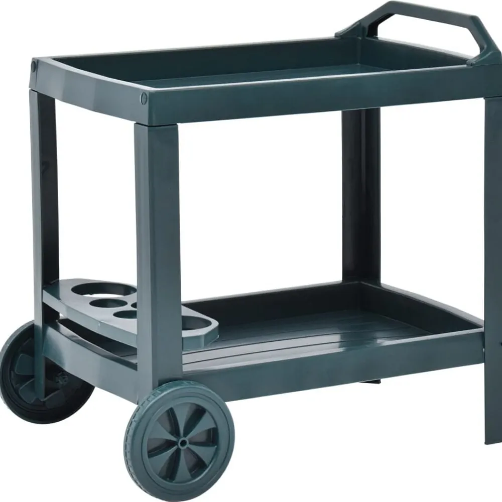 vidaXL Carrito de bebidas plástico 69x53x72 cm Verde Outlet