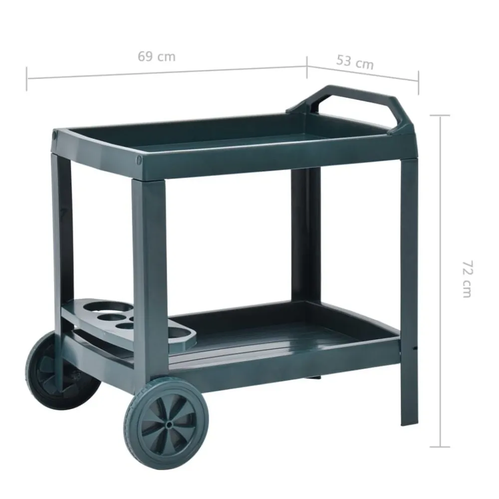 vidaXL Carrito de bebidas plástico 69x53x72 cm Verde Outlet