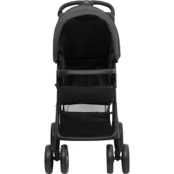 Niños vidaXL Transporte De Bebés-Carrito de bebés 2 en 1 de acero y negro