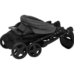 Niños vidaXL Transporte De Bebés-Carrito de bebés 2 en 1 de acero y negro