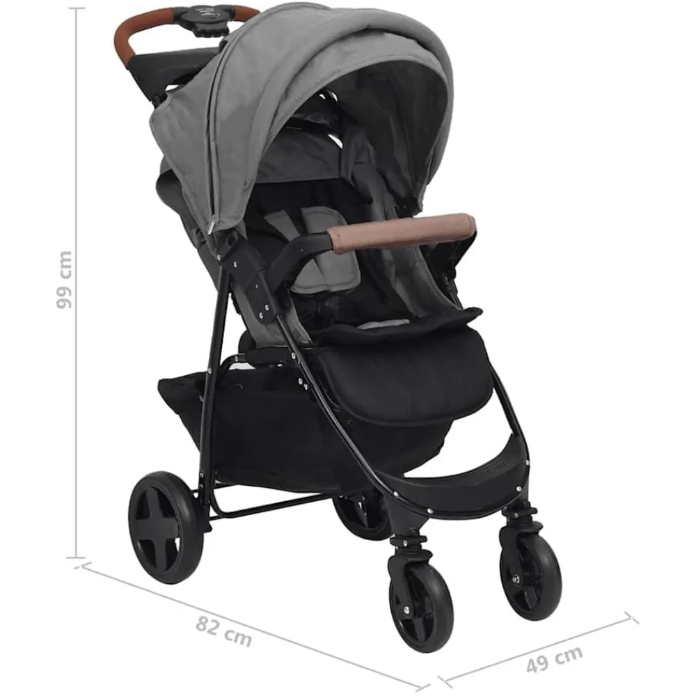 vidaXL Carrito de bebés 3 en 1 de acero Gris claro Discount