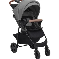 vidaXL Carrito de bebés 3 en 1 de acero Gris claro Discount