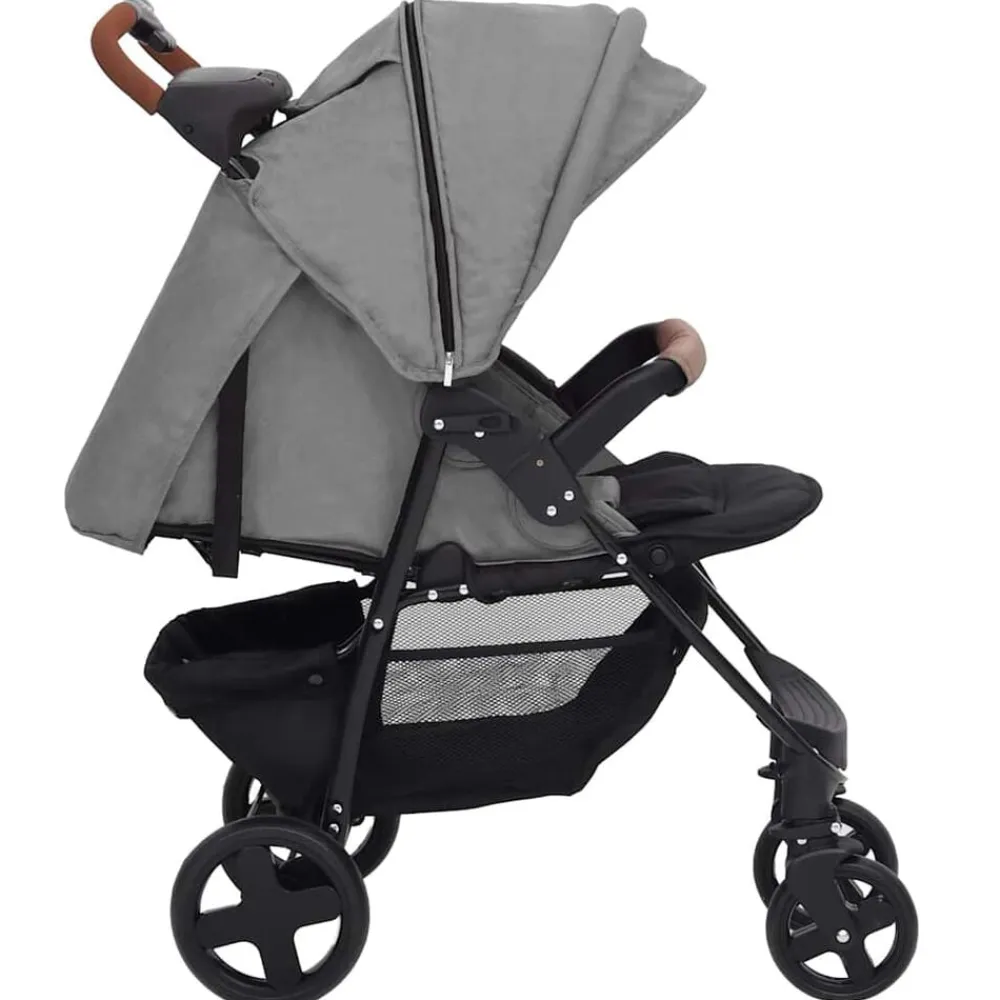 vidaXL Carrito de bebés 3 en 1 de acero Gris claro Discount