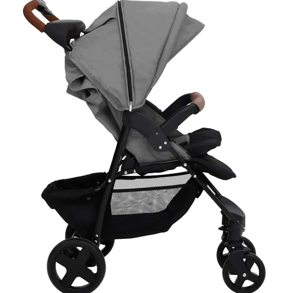 vidaXL Carrito de bebés 3 en 1 de acero Gris claro Discount