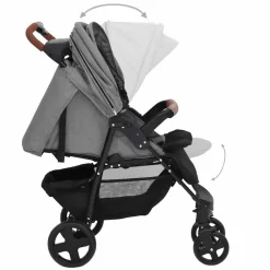 vidaXL Carrito de bebés 3 en 1 de acero Gris claro Discount