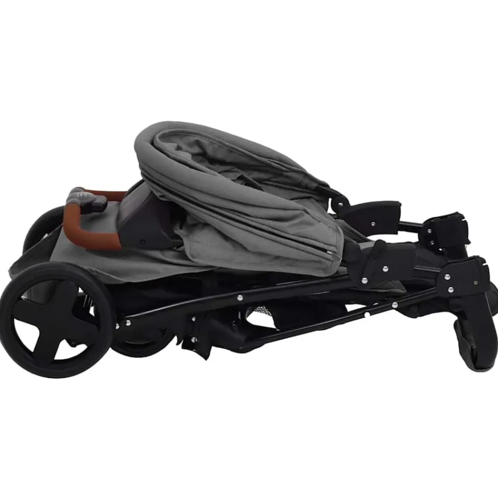 vidaXL Carrito de bebés 3 en 1 de acero Gris claro Discount