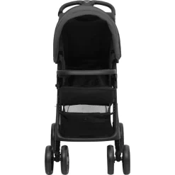 Niños vidaXL Transporte De Bebés-Carrito de bebés 3 en 1 de acero y negro