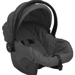 Niños vidaXL Transporte De Bebés-Carrito de bebés 3 en 1 de acero y negro
