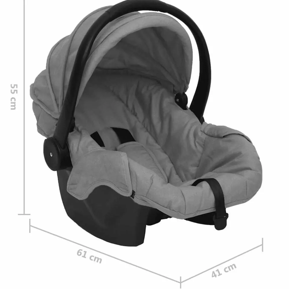 vidaXL Carrito de bebés 3 en 1 de acero y negro Gris claro Clearance