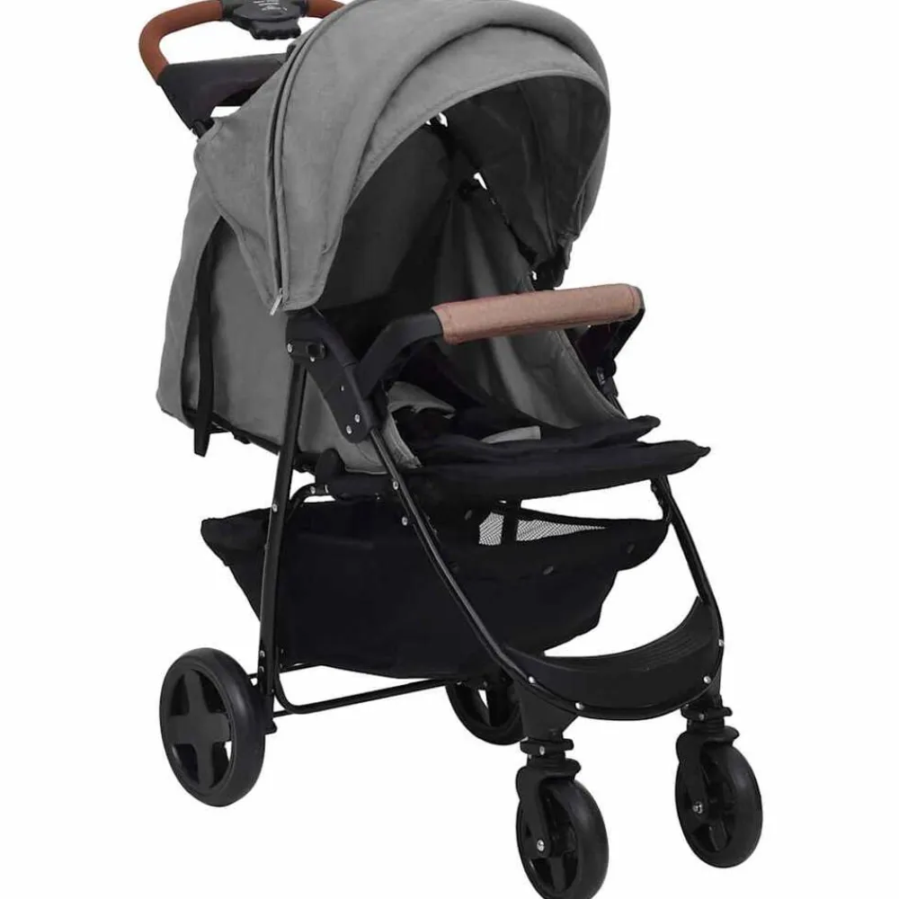 Niños vidaXL Transporte De Bebés-Carrito de bebés 2 en 1 de acero