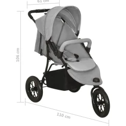 vidaXL Carrito de bebés de acero Gris claro Online