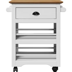 vidaXL Carros E Islas-Carrito de cocina BODO blanco y marrón 67,5x45x80 cm