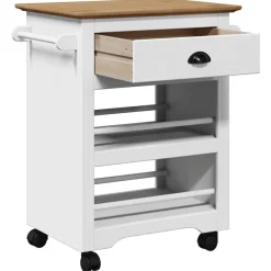 vidaXL Carros E Islas-Carrito de cocina BODO blanco y marrón 67,5x45x80 cm
